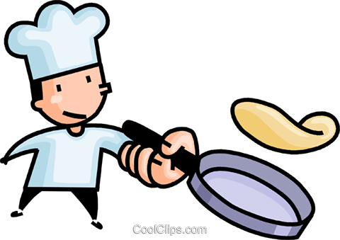 Chef Flipping A Pan Cake Royalty Free Vector Clip Art - Chef Flipping A Pan Cake Royalty Free Vector Clip Art (480x339)