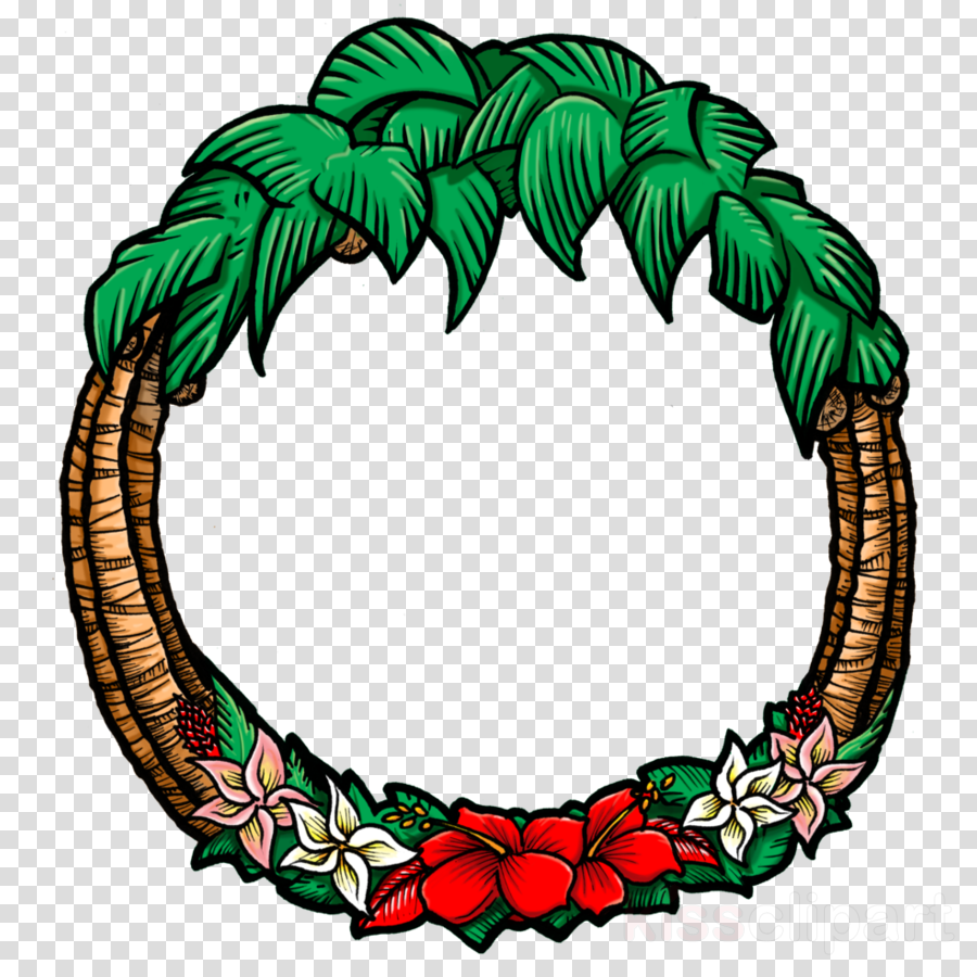 Hawaiian Christmas Wreath Clipart Christmas Day Wreath - Hawaiian Christmas Wreath Clipart Christmas Day Wreath (900x900)