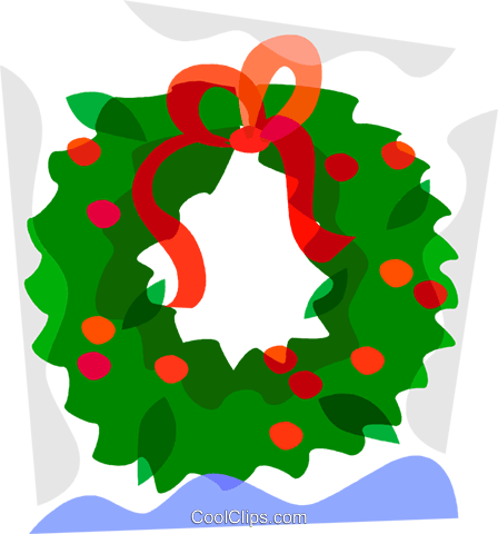 Christmas Wreath Royalty Free Vector Clip Art Illustration - Christmas Wreath Royalty Free Vector Clip Art Illustration (448x480)