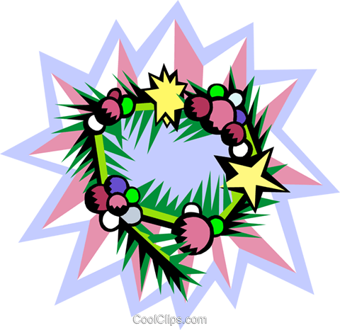 Christmas Wreath Royalty Free Vector Clip Art Illustration - Christmas Wreath Royalty Free Vector Clip Art Illustration (480x466)