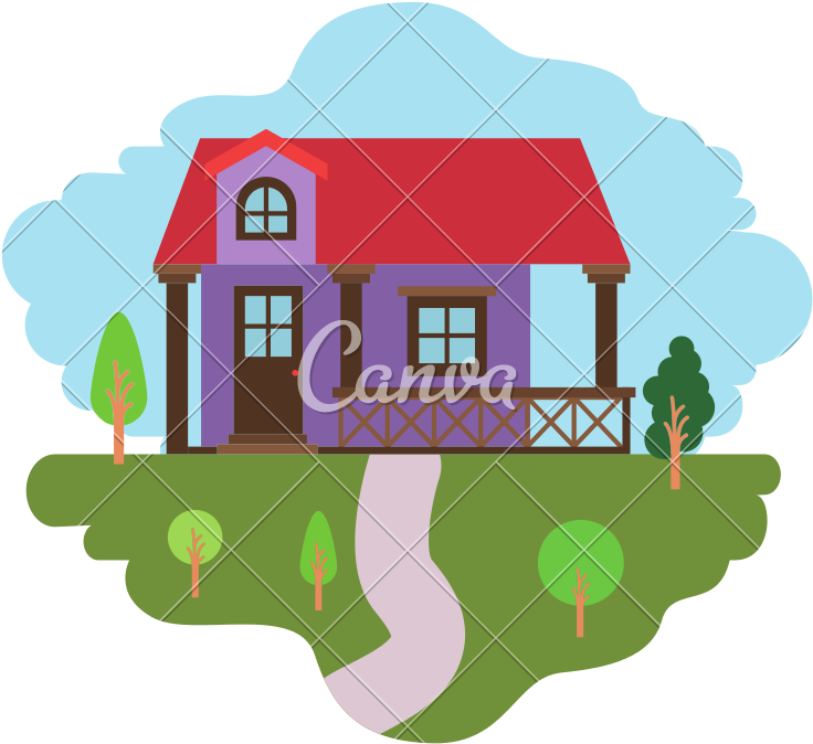 Colorful Scene Of Natural Landscape And Facade House - Colorful Scene Of Natural Landscape And Facade House (800x800)