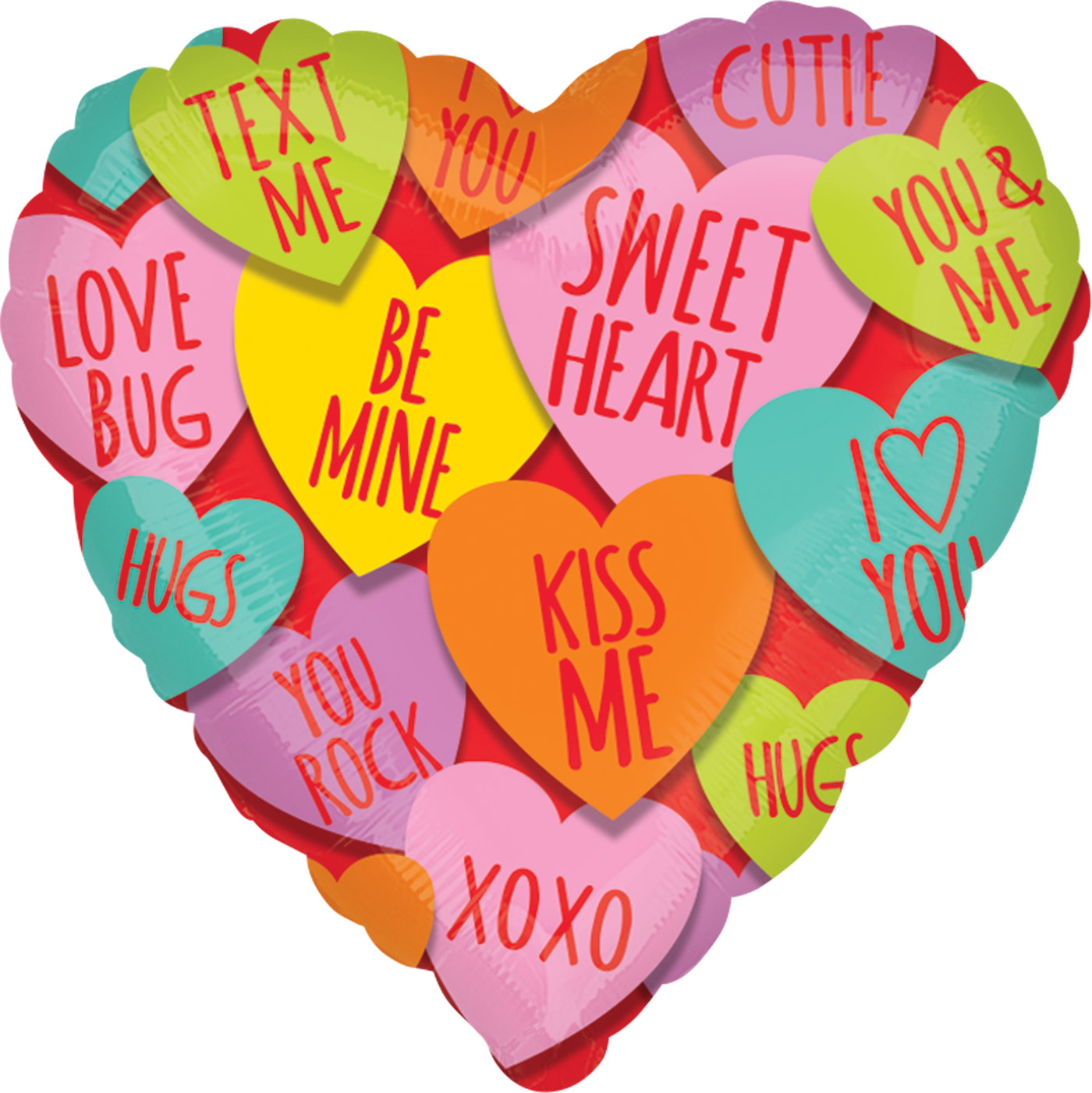 Hearts With Messages 18" Balloon S40 - Hearts With Messages 18" Balloon S40 (1400x1402)
