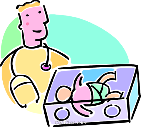 Doctor And A Newborn Baby Royalty Free Vector Clip - Doctor And A Newborn Baby Royalty Free Vector Clip (480x434)