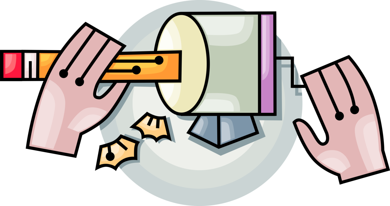 Vector Illustration Of Hands Sharpening Pencil Writing - Vector Illustration Of Hands Sharpening Pencil Writing (1328x700)