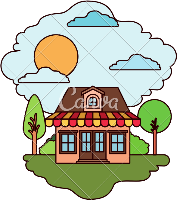 Colorful Scene Of Country House - Colorful Scene Of Country House (800x800)