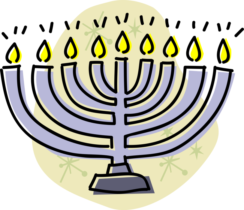 Vector Illustration Of Jewish Chanukah Hanukkah Menorah - Vector Illustration Of Jewish Chanukah Hanukkah Menorah (813x700)