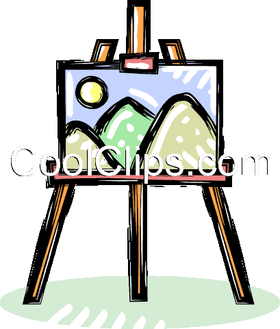 Easel With A Painting Royalty Free Vector Clip Art - Easel With A Painting Royalty Free Vector Clip Art (409x480)
