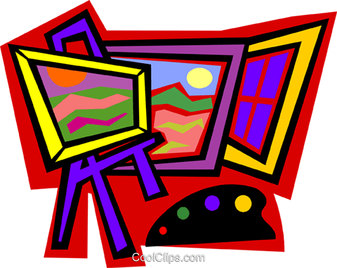 Artists Painting Royalty Free Vector Clip Art Illustration - Artists Painting Royalty Free Vector Clip Art Illustration (480x381)