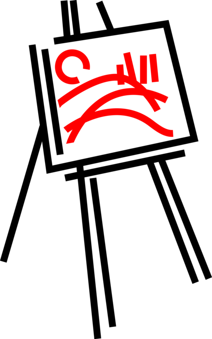 Vector Illustration Of Visual Arts Artist's Easel Holds - Vector Illustration Of Visual Arts Artist's Easel Holds (438x700)