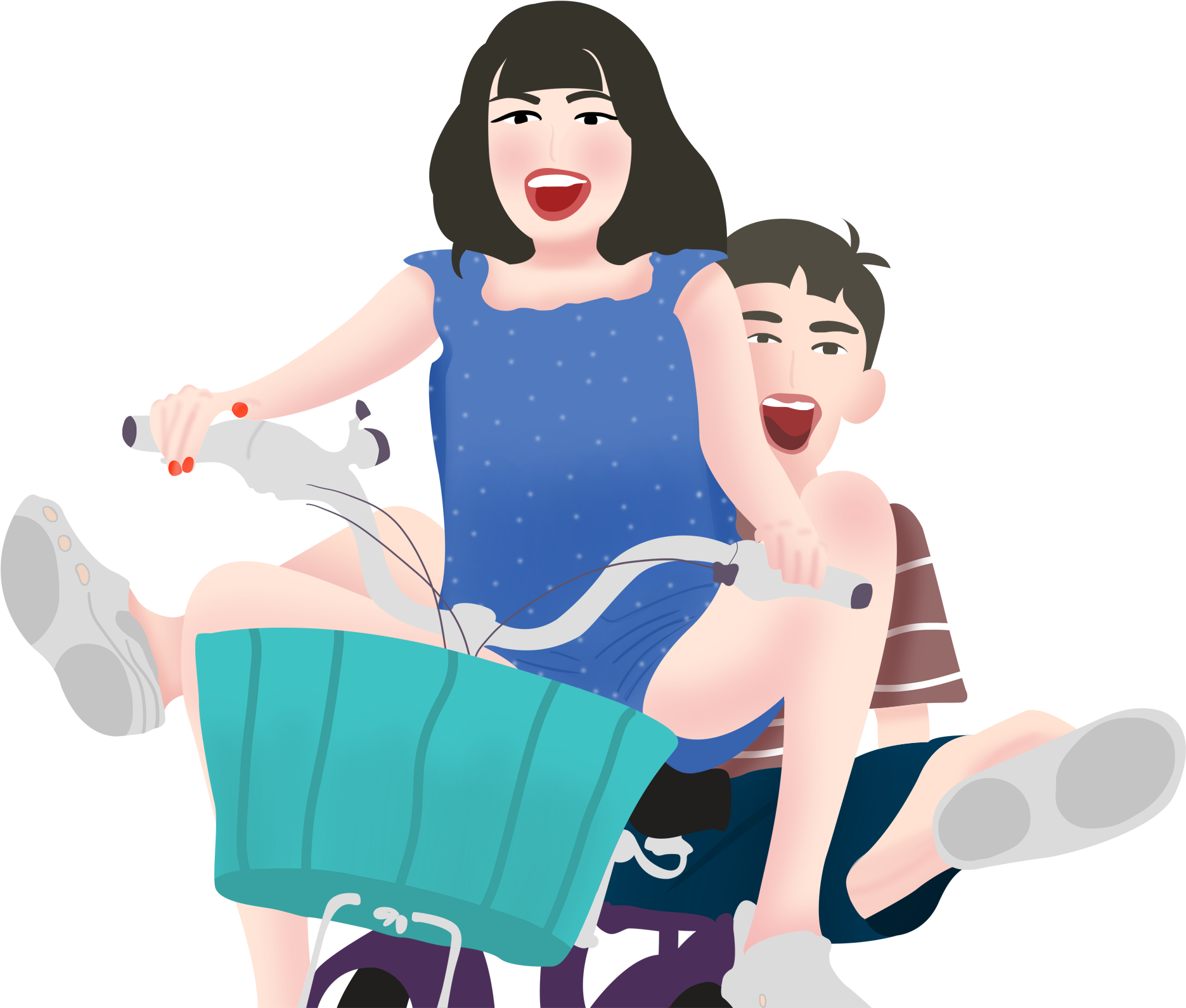 Couple Cartoon Biking Png And Psd - Couple Cartoon Biking Png And Psd (2000x2000)