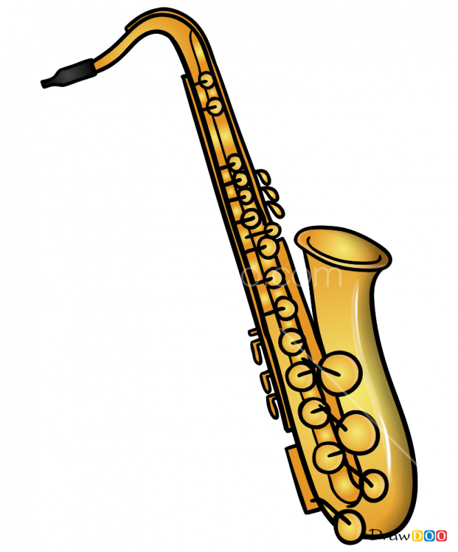 Saxaphone Drawing Brass Instrument - Saxaphone Drawing Brass Instrument (665x801)