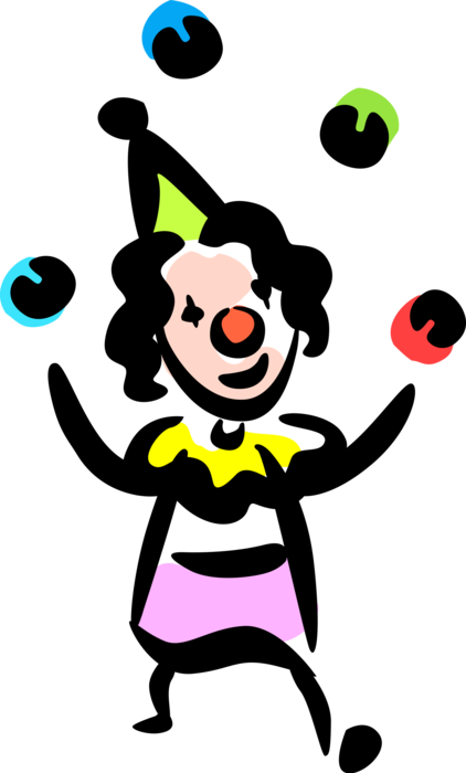 Vector Illustration Of Clown Juggler Juggling Balls - Vector Illustration Of Clown Juggler Juggling Balls (422x700)