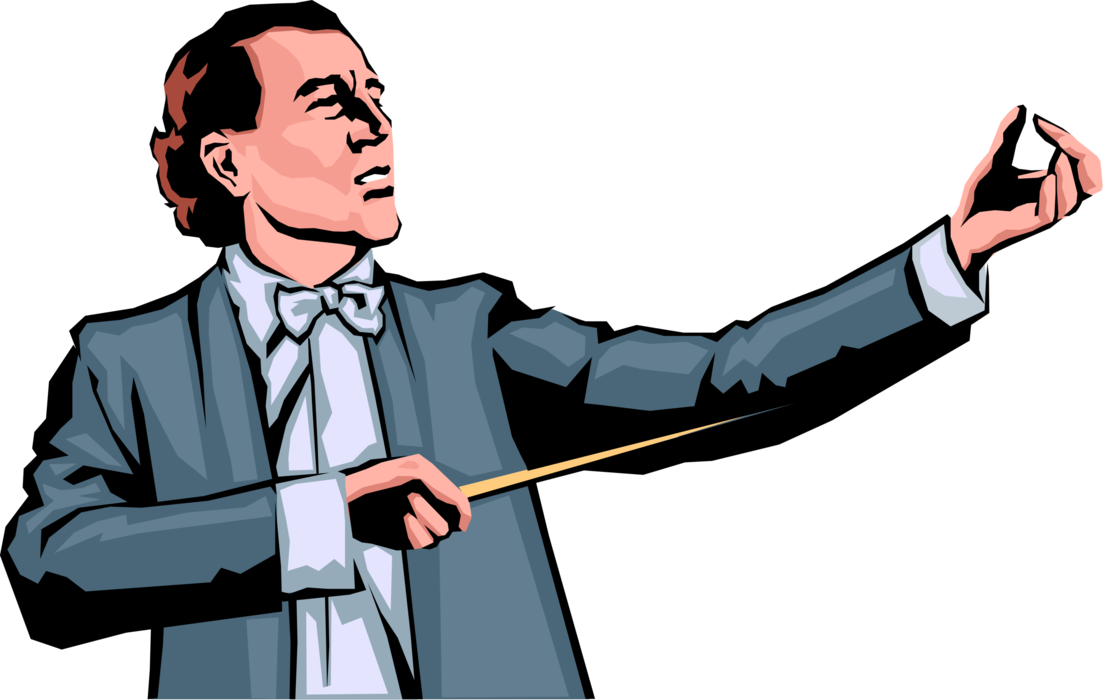 Vector Illustration Of Symphony Orchestra Conductor - Vector Illustration Of Symphony Orchestra Conductor (1103x700)