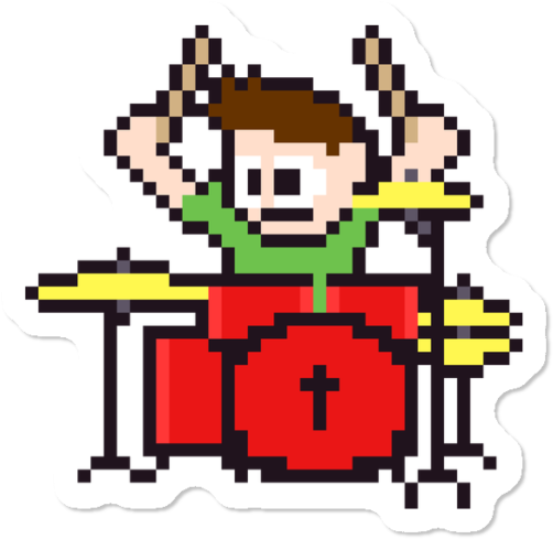 8-bit Drummer Sticker - 8-bit Drummer Sticker (650x650)