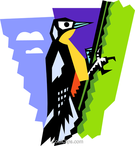 Stylized Woodpecker Royalty Free Vector Clip Art Illustration - Stylized Woodpecker Royalty Free Vector Clip Art Illustration (446x480)
