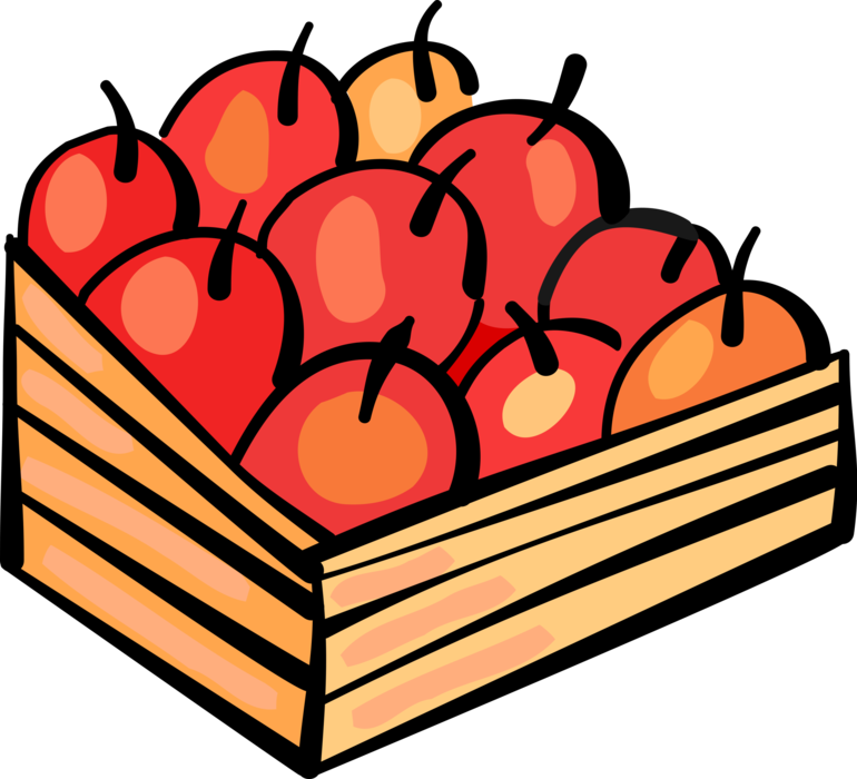 Vector Illustration Of Apple Orchard Fruit Harvest - Vector Illustration Of Apple Orchard Fruit Harvest (770x700)