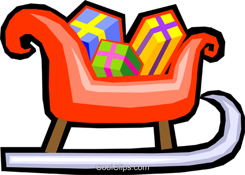Santa's Sleigh Filled With Presents Royalty Free Vector - Santa's Sleigh Filled With Presents Royalty Free Vector (480x343)
