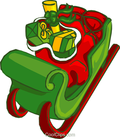 Santa's Sleigh Royalty Free Vector Clip Art Illustration - Santa's Sleigh Royalty Free Vector Clip Art Illustration (417x480)
