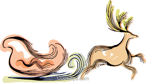 Reindeer Pulling Santa's Sleigh Royalty Free Vector - Reindeer Pulling Santa's Sleigh Royalty Free Vector (480x275)
