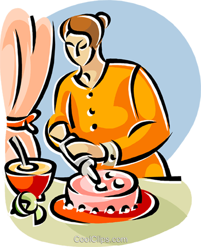 Frau Putting Zuckerguss Auf Der Torte Vektor Clipart - Frau Putting Zuckerguss Auf Der Torte Vektor Clipart (391x480)