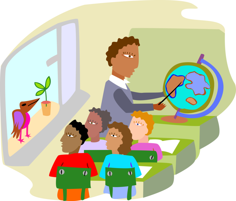 Banner Library Geography Teacher Instructs Image Illustration - Banner Library Geography Teacher Instructs Image Illustration (822x700)