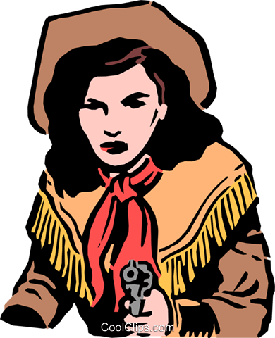 Cowgirl With A Gun Royalty Free Vector Clip Art Illustration - Cowgirl With A Gun Royalty Free Vector Clip Art Illustration (390x480)
