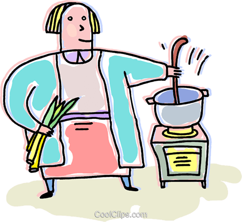 Cook Cooking On A Stove Royalty Free Vector Clip Art - Cook Cooking On A Stove Royalty Free Vector Clip Art (480x439)