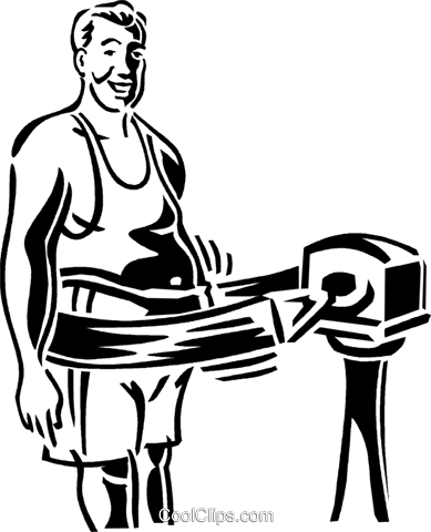 Man With Exercising Machine Royalty Free Vector Clip - Man With Exercising Machine Royalty Free Vector Clip (389x480)