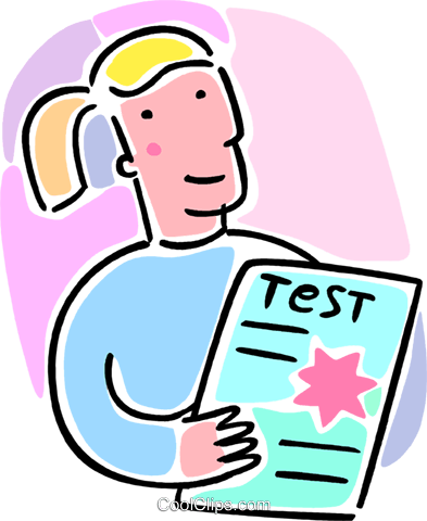 Student With A Test Royalty Free Vector Clip Art Illustration - Student With A Test Royalty Free Vector Clip Art Illustration (393x480)