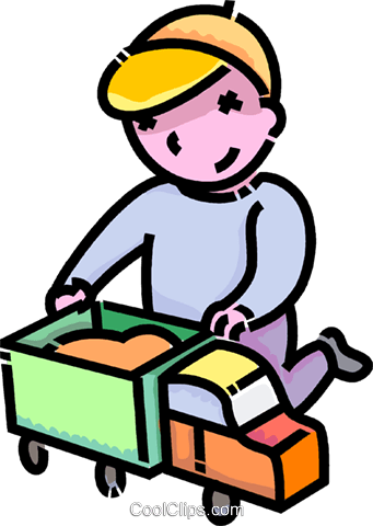 Boy Playing With His Toy Truck Royalty Free Vector - Boy Playing With His Toy Truck Royalty Free Vector (341x480)