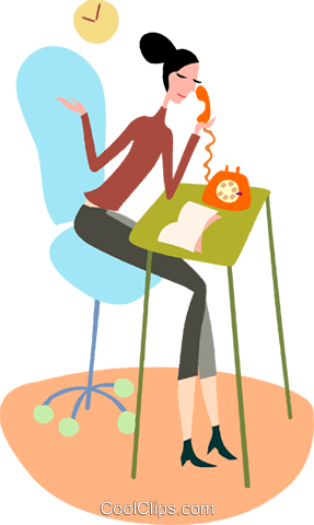 Women On The Phone Royalty Free Vector Clip Art Illustration - Women On The Phone Royalty Free Vector Clip Art Illustration (287x480)