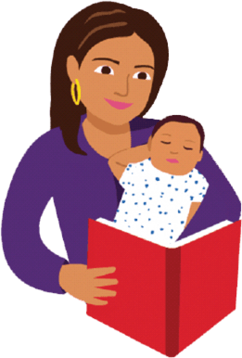 Free Png Download Mom And Baby Reading Book Cartoon - Free Png Download Mom And Baby Reading Book Cartoon (480x710)