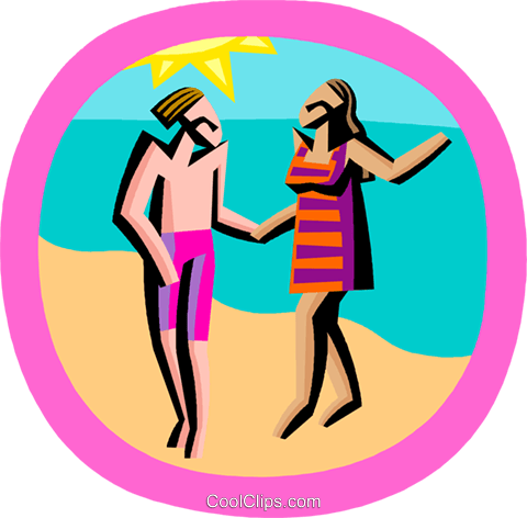 Day At The Beach Royalty Free Vector Clip Art Illustration - Day At The Beach Royalty Free Vector Clip Art Illustration (480x472)