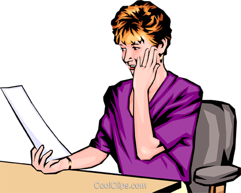 Woman With Papers Royalty Free Vector Clip Art Illustration - Woman With Papers Royalty Free Vector Clip Art Illustration (480x384)