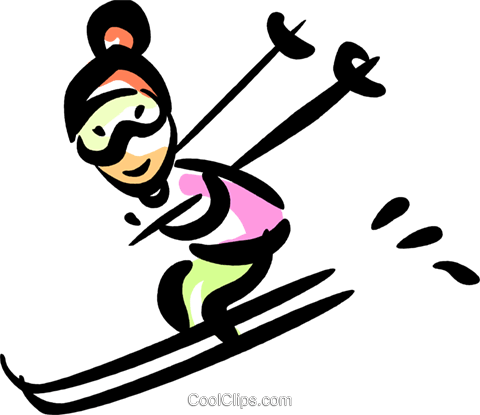 Downhill Skiing Royalty Free Vector Clip Art Illustration - Downhill Skiing Royalty Free Vector Clip Art Illustration (480x415)