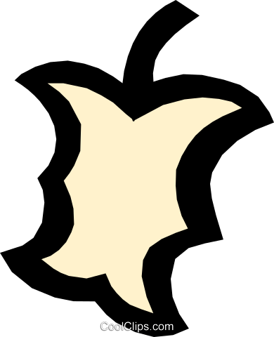 Apple Core Royalty Free Vector Clip Art Illustration - Apple Core Royalty Free Vector Clip Art Illustration (390x480)