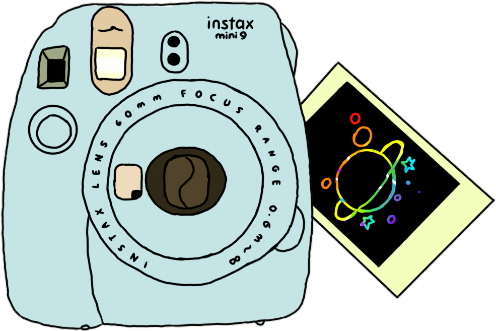 Polaroid Camera And Galaxy Self Drawn Sticker - Polaroid Camera And Galaxy Self Drawn Sticker (985x657)