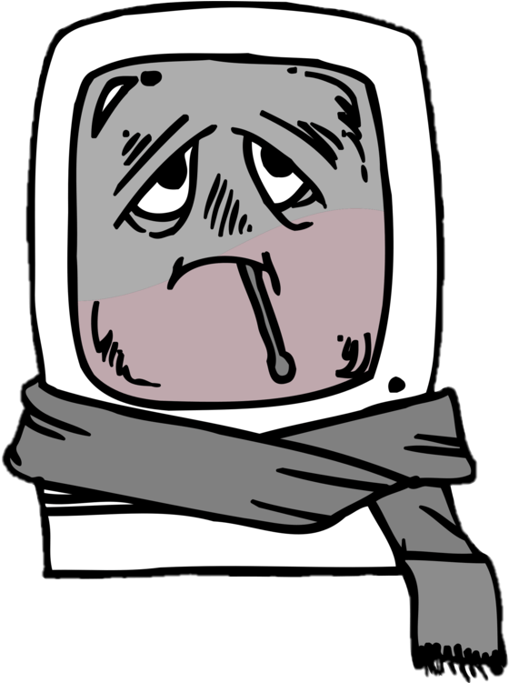 Computer With A Virus Wearing A Scarf - Computer With A Virus Wearing A Scarf (758x750)