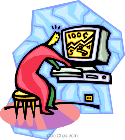 Person Working On A Computer Royalty Free Vector Clip - Person Working On A Computer Royalty Free Vector Clip (428x480)