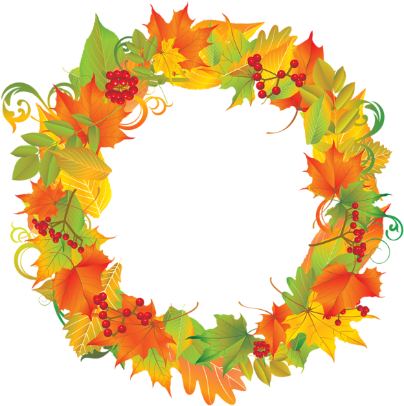 Autumn Leafs Border Frame Png Clipart Image Autumn - Autumn Wreath Clipart (597x600)