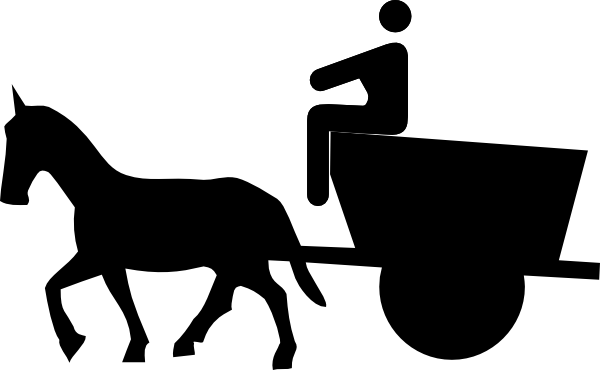 Horse And Carriage Clipart - Cartoon Horse Drawn Carriage (600x370)