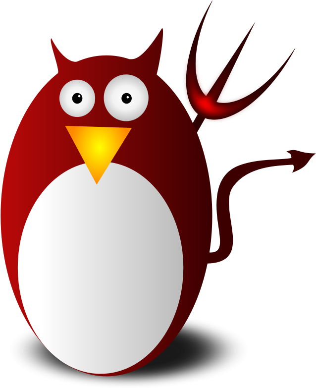 Linux, Tux, Ubuntu, Devil, Trident, Lucifer - Satan Penguin (616x750)
