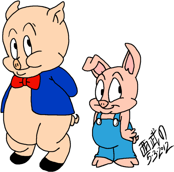 Porky And Hamton By Tuxedomoroboshi - Hamton Pig (600x594)
