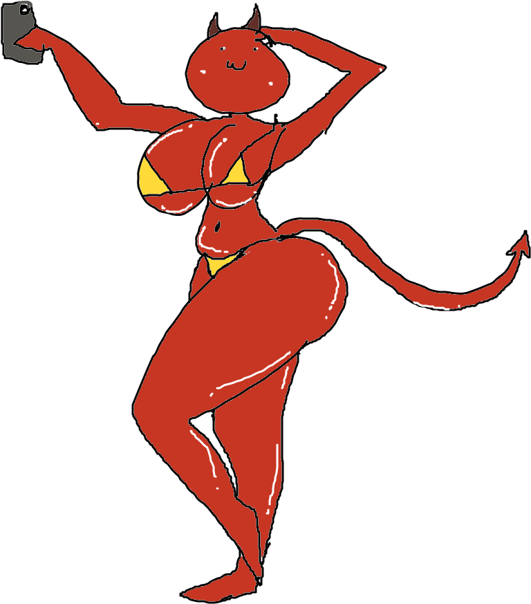 Drawn Demon Cute Demon - Cartoon (1350x1020)