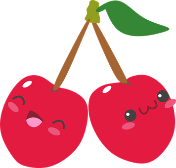 Cherry, Red, Network, Fruit, Cute - Cute Food Love Puns (356x340)