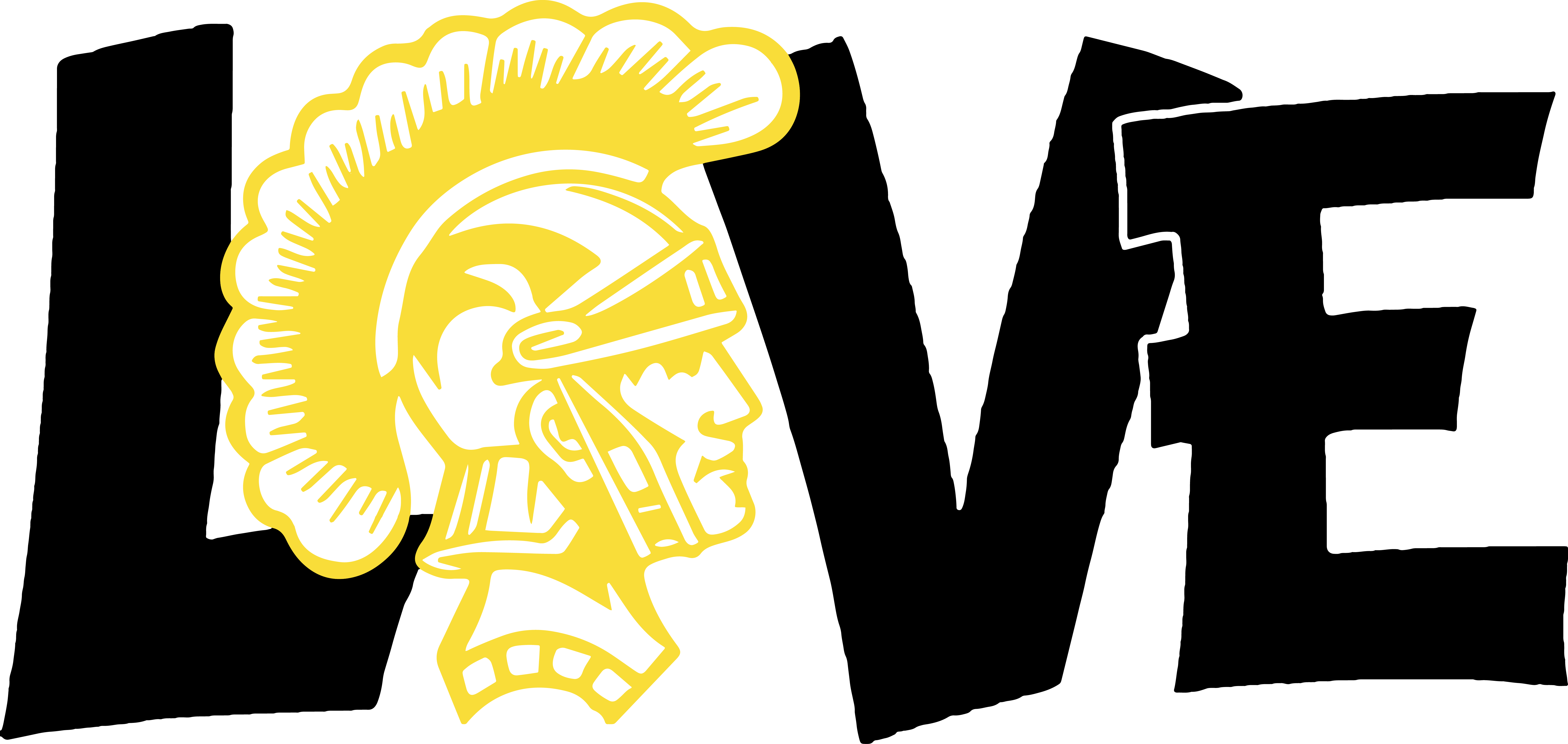 School Mascot Love T-shirts - Trojan Head (6604x3133)