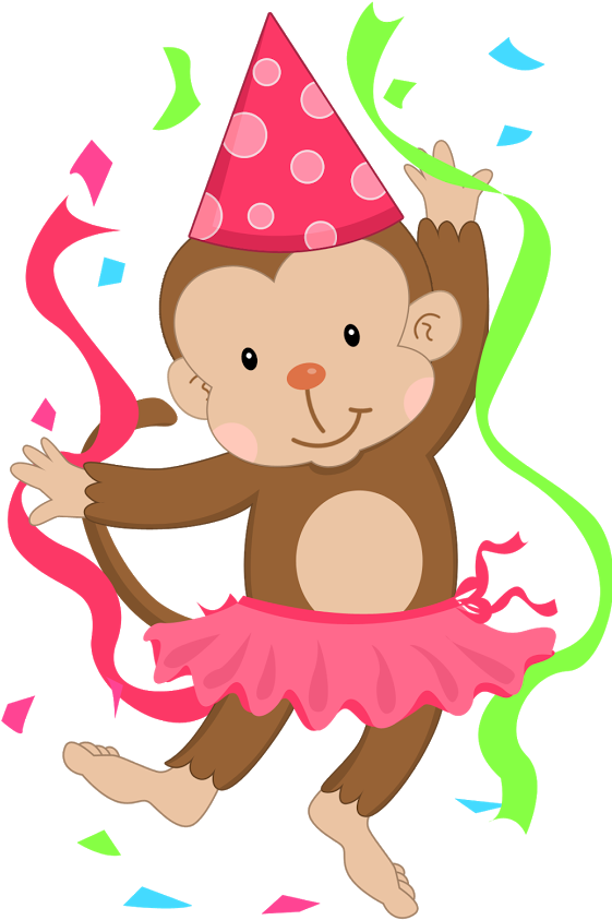 Baboon Clipart Birthday - Girl Monkey Birthday Clipart (577x865)