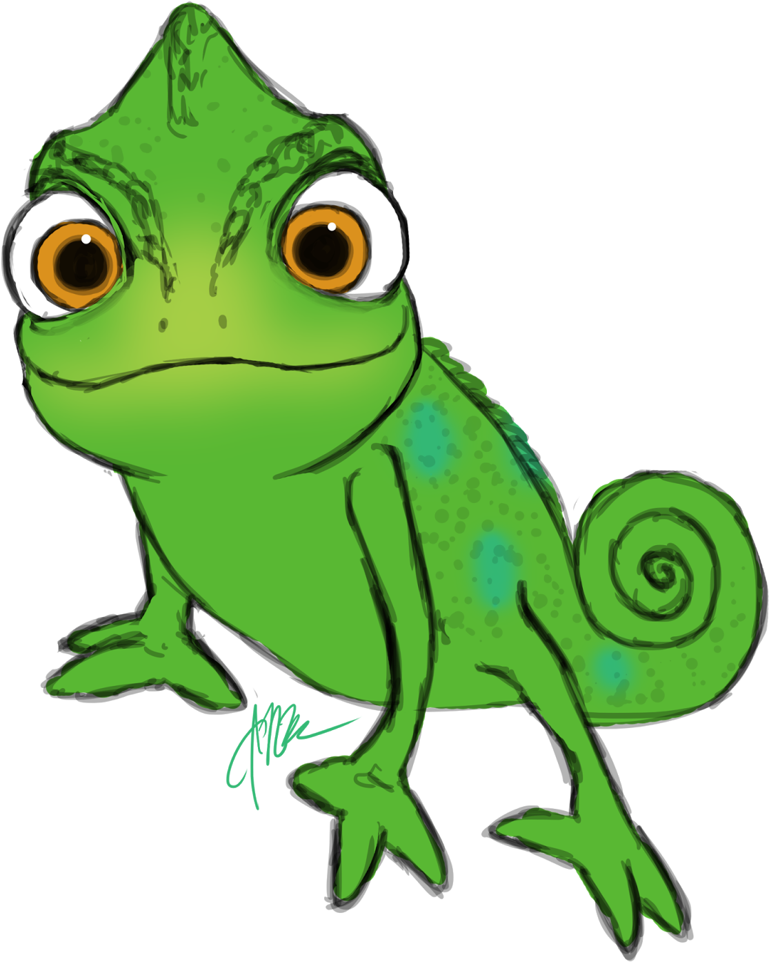 Drawn Cameleon Tangled Lizard - Tangled Clip Art Pascal (1451x1600)