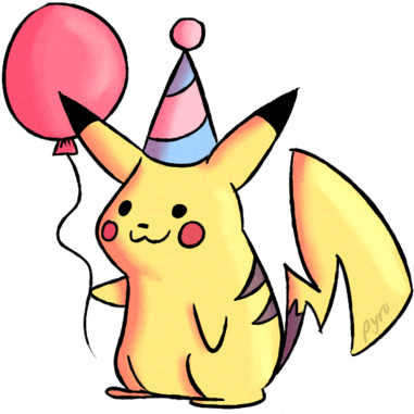 Pikachu Birthday Card - Pikachu With A Party Hat (512x512)