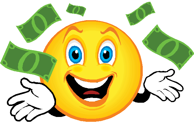Happy Birthday Smiley Face Clip Art - Smiley Face With Money (651x411)